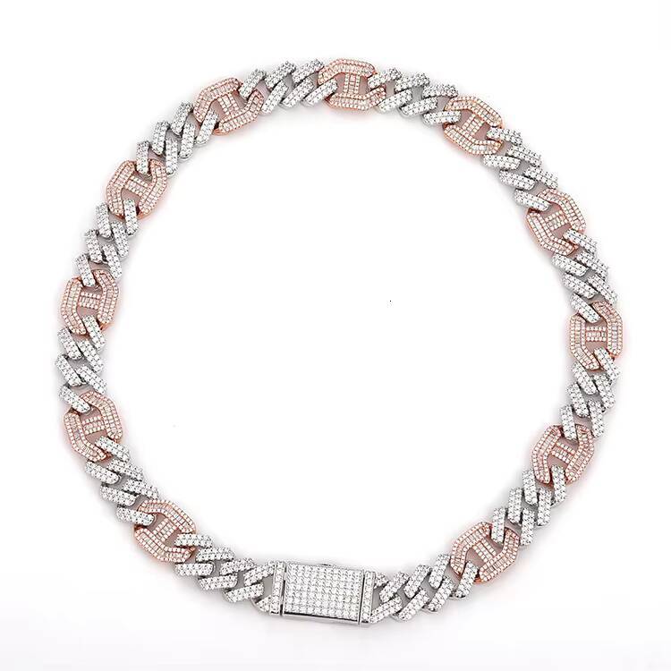 Iced Out Cuban Link Chain for Men Hip Hop Pig Nose Necklace Bracelet TwoTone Miami Cuban Coffee Bean Chain Necklace for Women