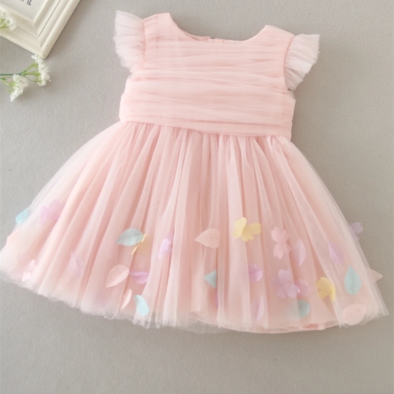 Baby Girls Baptism Christening Infant Pageant Dress Pink Bridesmaid Dress Kids Birthday Clothes 250107