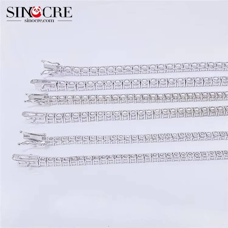 2mm Tennis Necklaces Sinocre Certificate Hiphop Moissanite Chain Men