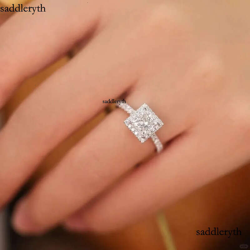 7Carat 1ct 5.5mm Princess Cut Moissanite Ring D Color with GRA Certificate for Wedding Engagement