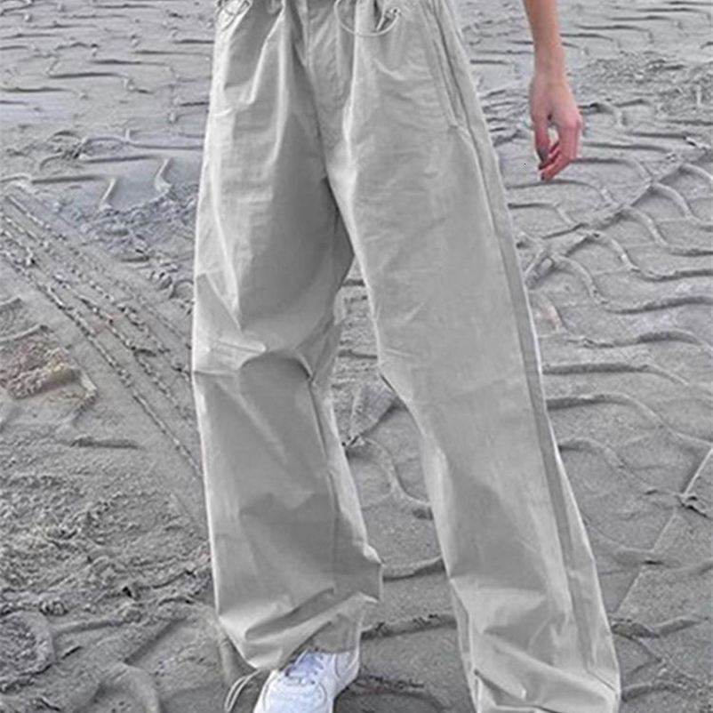 Women's Pants Capris Odessa Casual Wide Leg Streetwear Baggy Trousers Women Fashion Loose Drawstring High Waist Cargo Pants Grey Hippie Joggers P