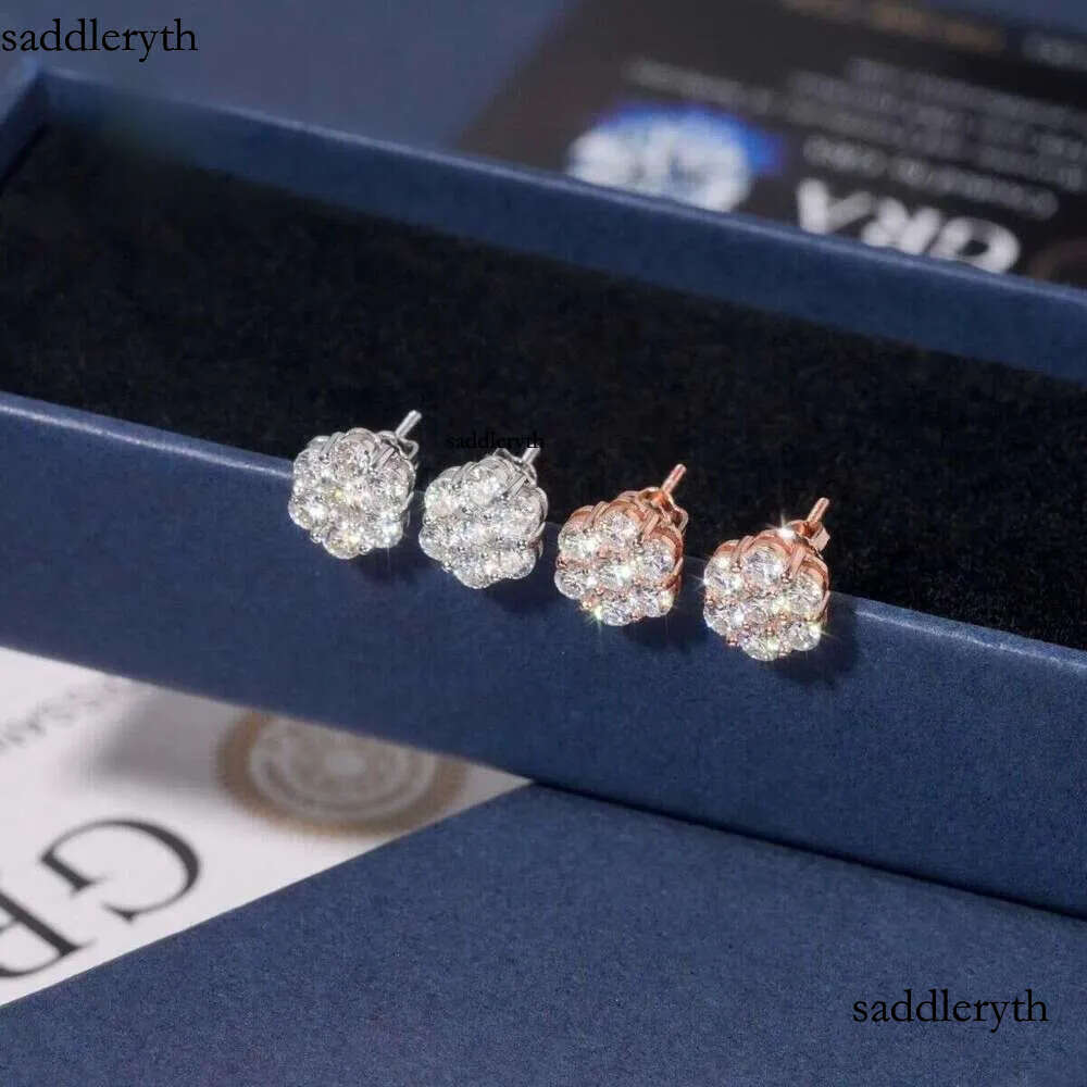 9mm Sun wer Design Sterg Sier VVS Moissanite Stud Hip Hop Earring Jewelry For Men Women d0