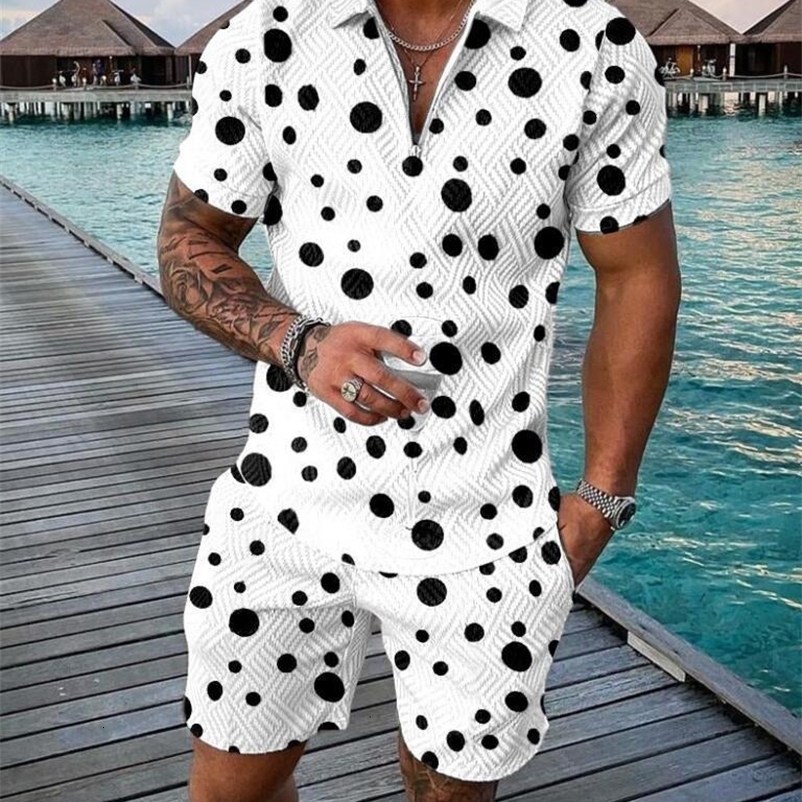 Men's Tracksuits Men's Tracksuit Casual Summer Short Sleeve Polo Shirt and shorts Suit two-Piece Set Male Clothing Streetwear Clothes for Me