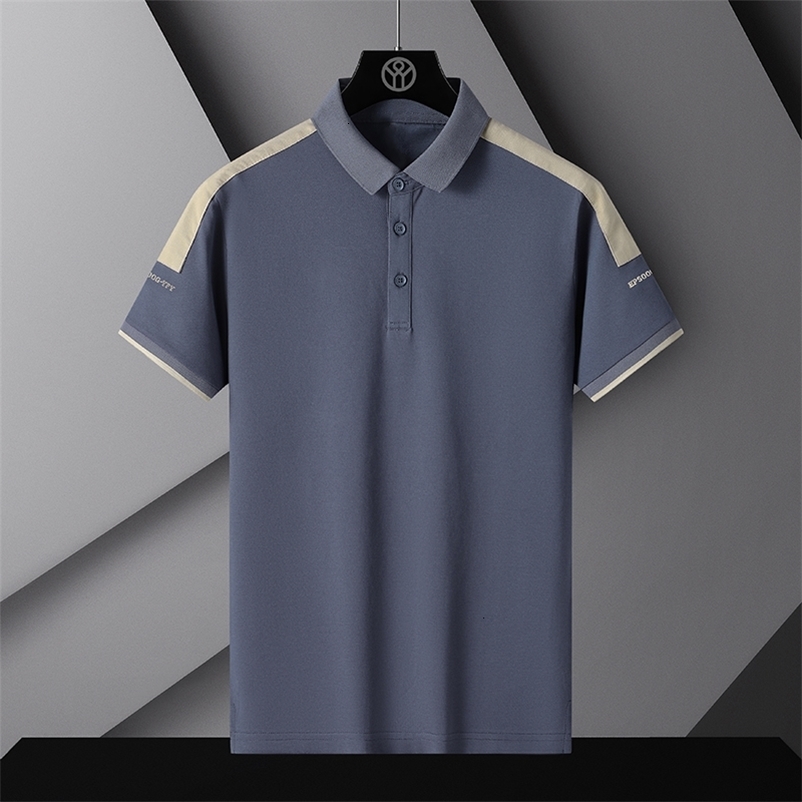 Men's Polos Men's Business Polo Shirt Stitching Color Contrast Casual Shirt Men's Summer Ice Silk Quick Drying Short Sleeve Sports Top 