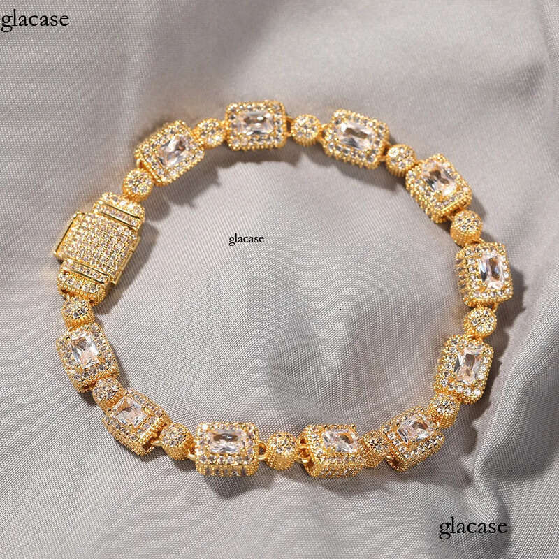 Hip Hop Tennis Chain Necklace Bracelet White Pink Zirocn Gold Plated Men Women Lover Couple Jewelry