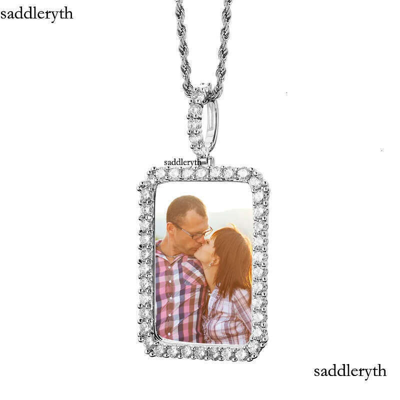 Custom Photos Necklace Fashion Gold Plated Square Memory Iced Out Pendant Mens Hip Hop Necklaces Jewelry 29 1e 9e