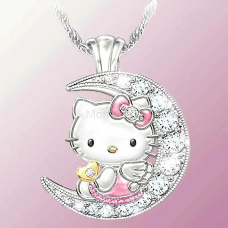 Sanrio New Kawai Hello Kitty Jewelry Childrens Pendant Necklace Female Moon Cute Animal Accessories Cartoon Xiao Mao Jewelry L250925