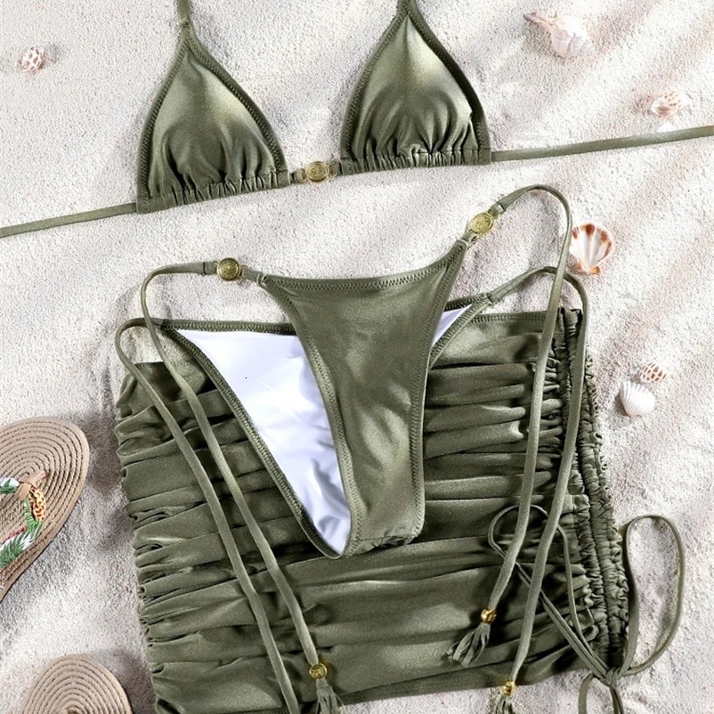 ZRTAK triangle bikini mini thong swimsuit womens 3-piece set swimsuit bandage swimsuit sexy Biquini Brazilian beachwear 250314