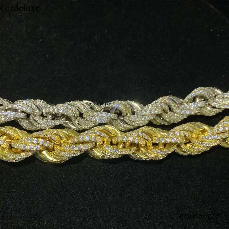 Twisted Moissanite S 10k 14k Solid Gold Hip Hop Men Jewelry Cuban Necklace Iced Out Vvs Dia Rope Chain 9c
