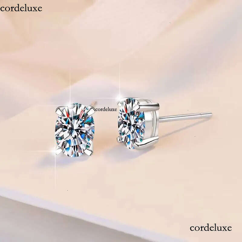 Fine Jewelry Women's Minimalist 0.5Ct/1Ct/2ct Oval Cut Dia S Sterling Sier VVs1 Moissanite Earrings d1