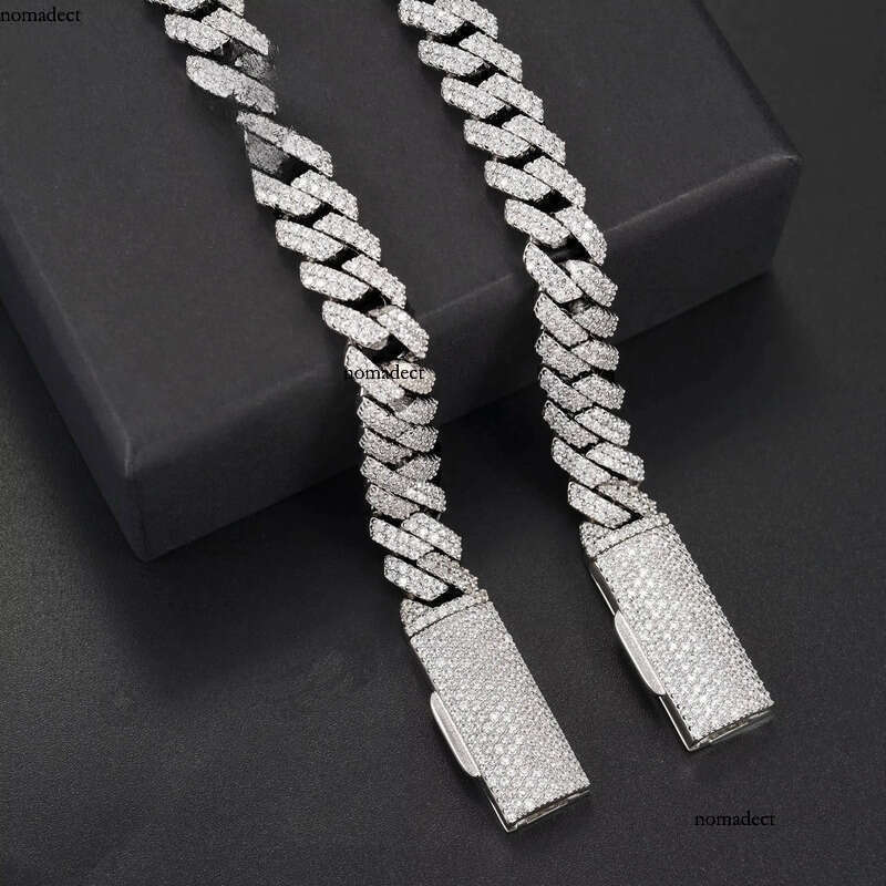 PROMOTION Fine 10mm Chain Bust Down Cuban Link VVS Moissanite Hip Hop Iced Out Gold Plated Necklace a0