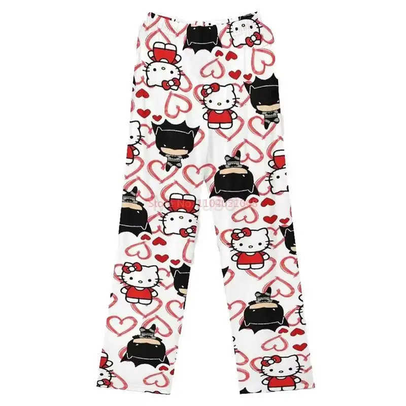 Sanrio New cartoon Hello Kitty SpiderMan Batman thin loose printed pajamas trousers for men and women cartoon home casual pants L250925