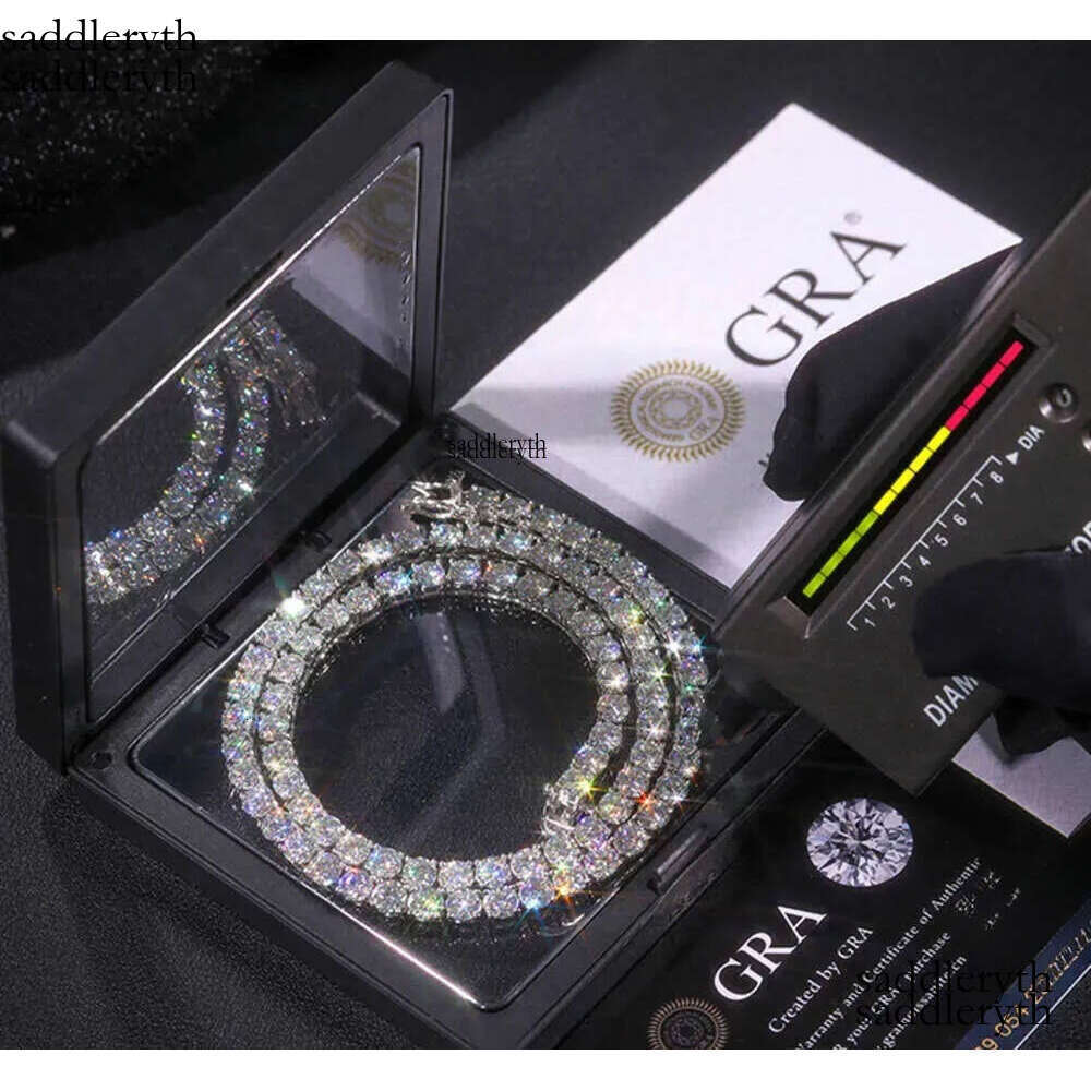 Bracelet necklace hip-hop tennis Sterling Sier VVS Moissanite Dia Cluster Iced Out Cuban Chain for Men Women