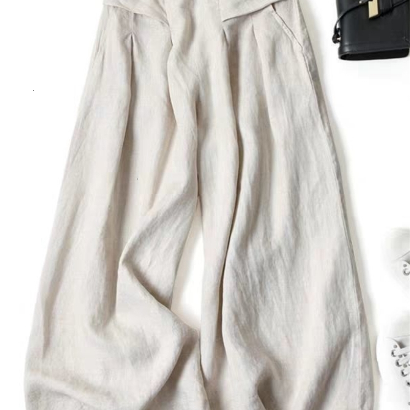Women's Pants Capris Summer Pants for Women Cotton Linen Large Size Wide Leg Pants Femme Arts Style Elastic Waist Solid Casual Loose Pantalon 230