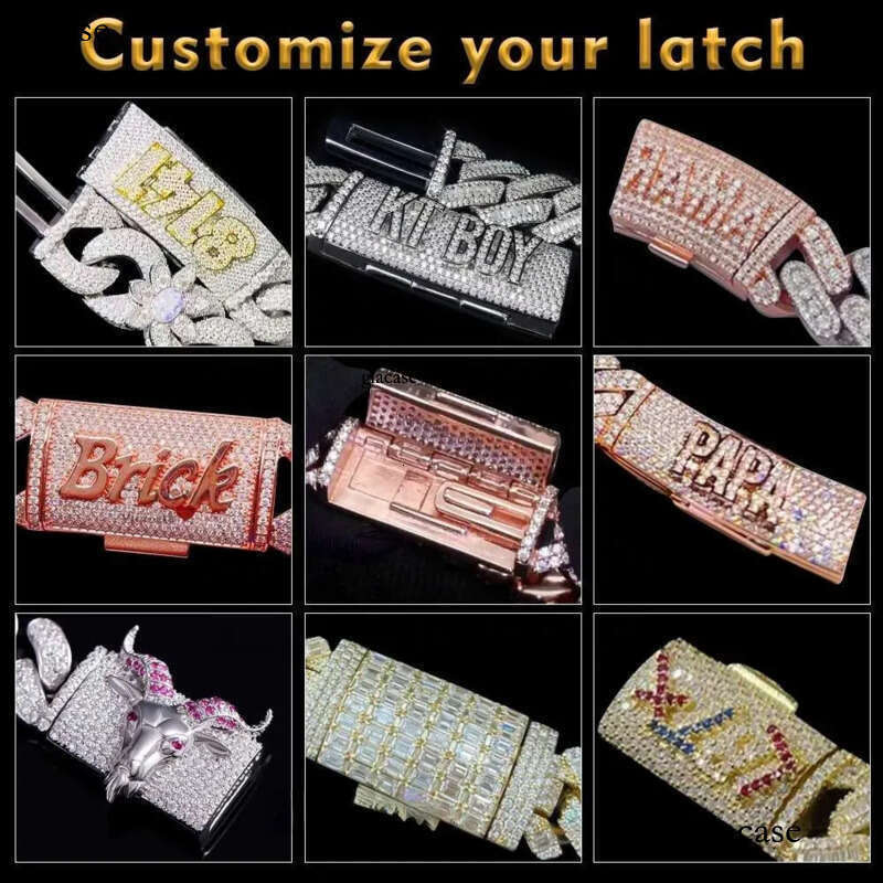 Iced out vvs 2 rows miami gold necklace sterg sier dia moissanite cuban k chain