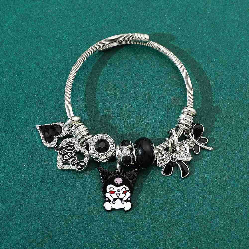 Sanrio Kuromi Bracelet Adjustable Heart Pendant Alloy Jewelry Cute Cartoon Anime Fashion Gift for Women Girls L250925