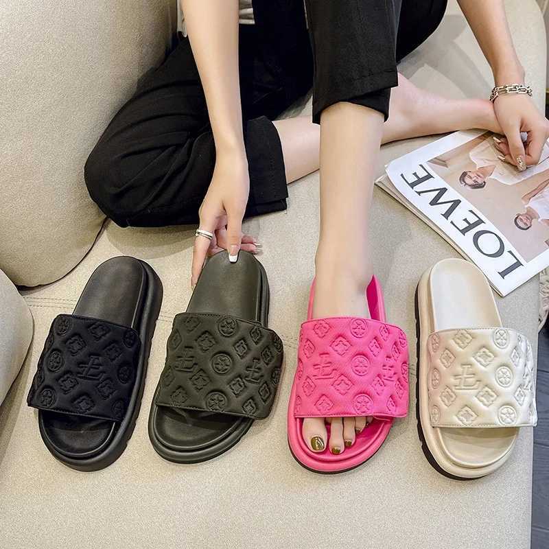 Magic Tape Flat Slippers Women Summer Luxury Shoes Brand Platform Sandals Ladies Height Increase Flats Slides Women SlippersXJ250925