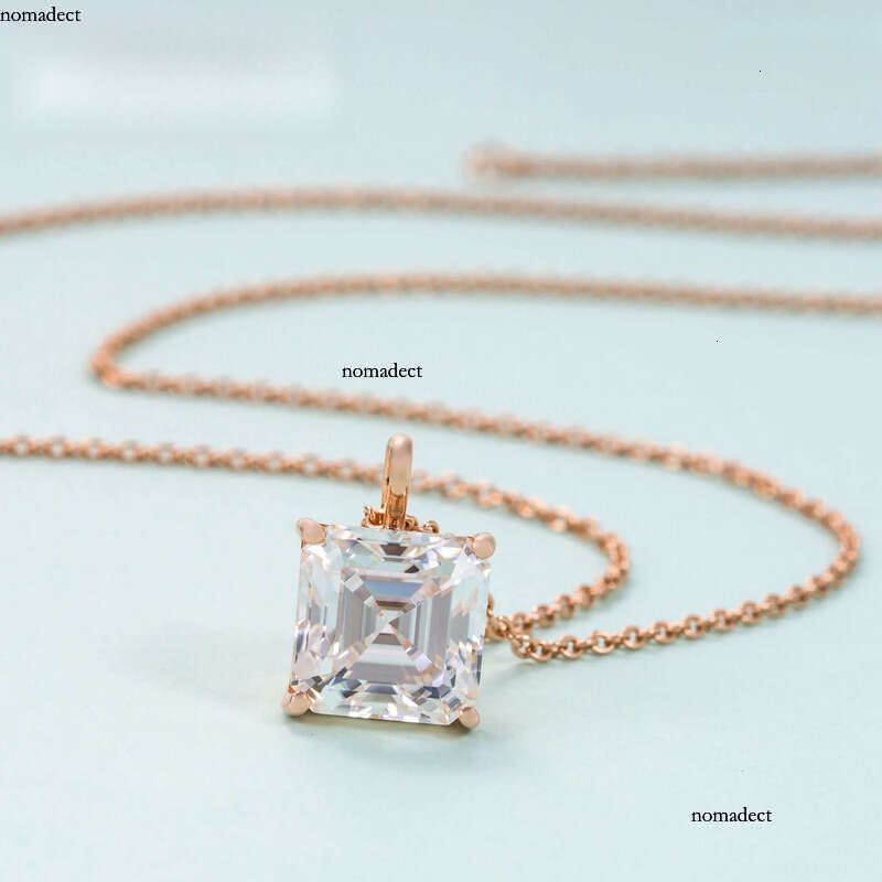 Pass tester asscher cut moissanite custom iced dia women fine pendant necklace 04