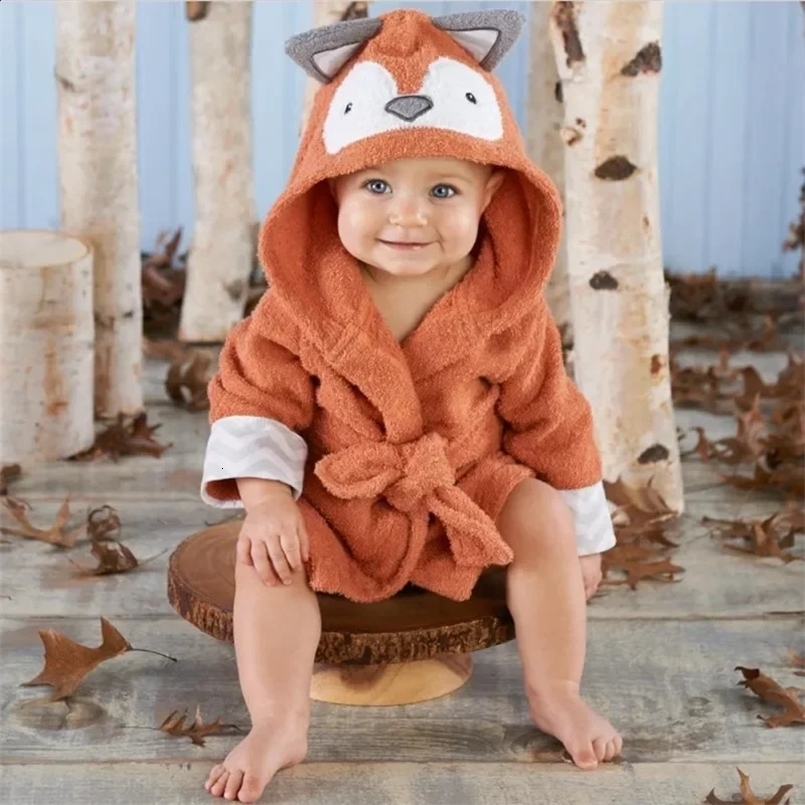 0-6 Years Baby Cute Animal Pure Cotton Kids Bathrobe Baby Bathrobe Unisex Winter born Baby Boys Girls Clothes Baby Pajamas 241120