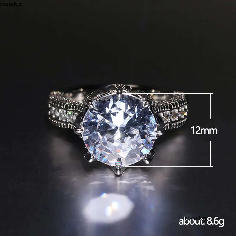 Wedding Oversized Sparkly Zircon Engagement For Women Fashion Dia Ring Jewelry 2d