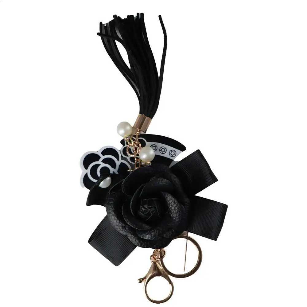Fashion Valentines Gifts Black Car Key Ring Element Hanger Jewelry Umbrella Flower Keyring Camellia Key Chain Key Chain Bag Pendant D250925