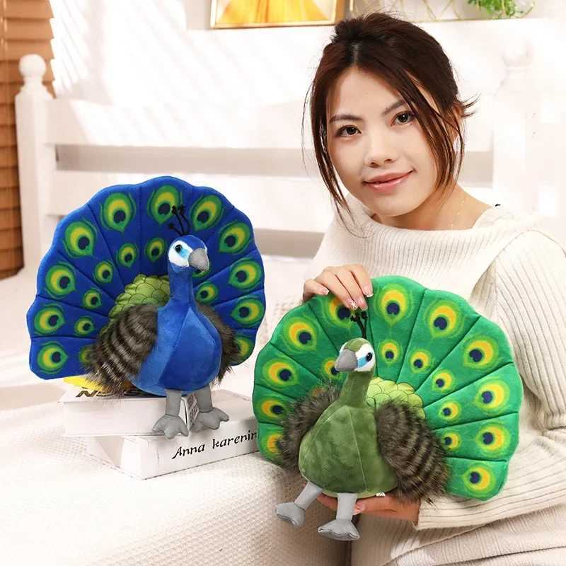Creative Simulation Peacock Plush Toy Green Blue Peacock Spread Tail Beautiful Plush Doll Quality Stuffed Cotton Adorns Bedroom C250925