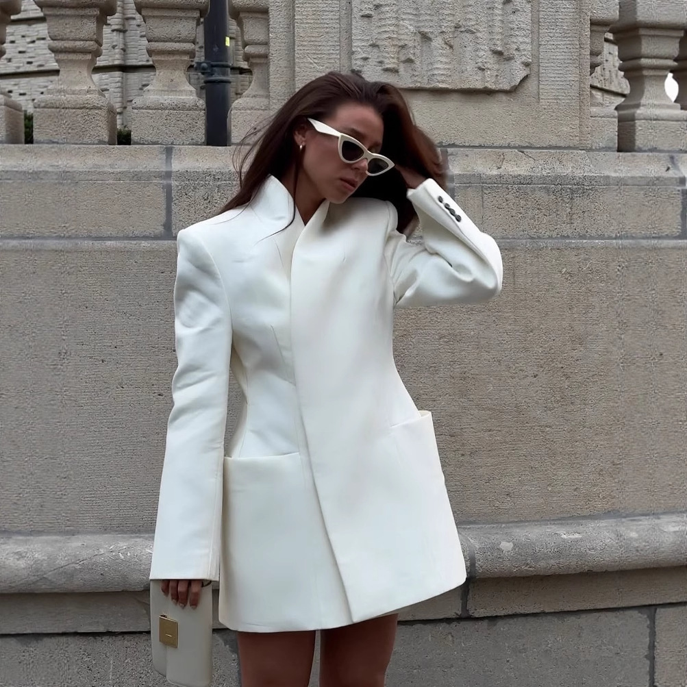 Fashion Womens FourColor Lapel Flared Sleeve Blazer 250924