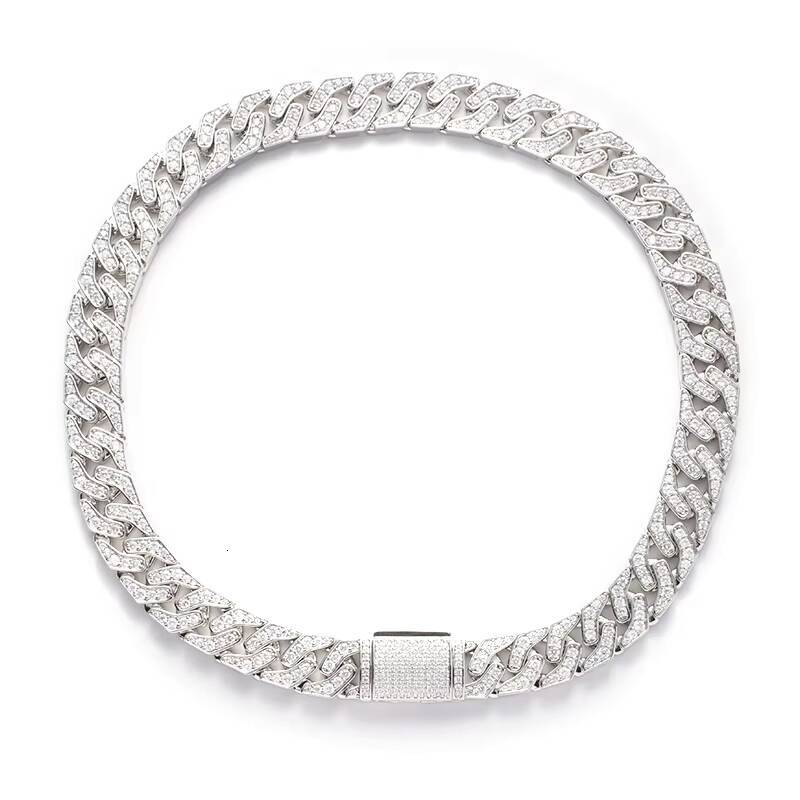 13mm Hip Hop Jewelry Cuban Link Chain Glowing in the Dark 18k 14k Iced Out 925silver Inset Moissanite Men Bracelet Necklace