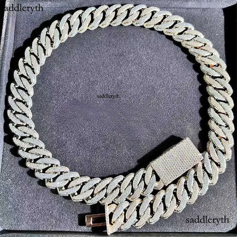 Customization Hip hop k Necklace White Gold Plated Iced Out Moissanite Dia Cuban Chain 3a