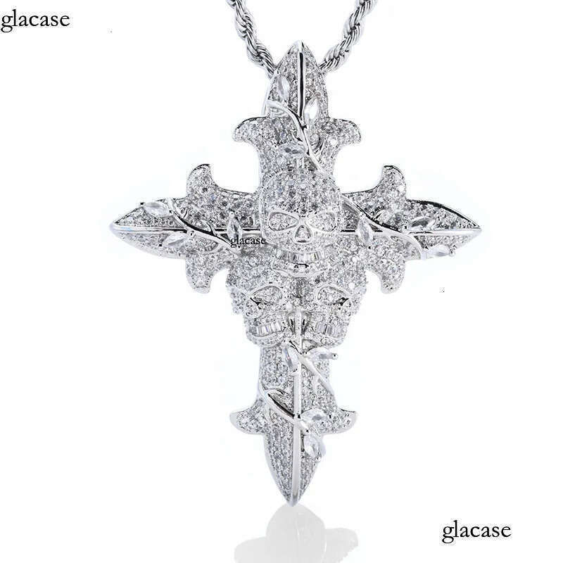 Factory wholesale new Hip hop skull cross pendant S sier moissanite mens necklace accessory