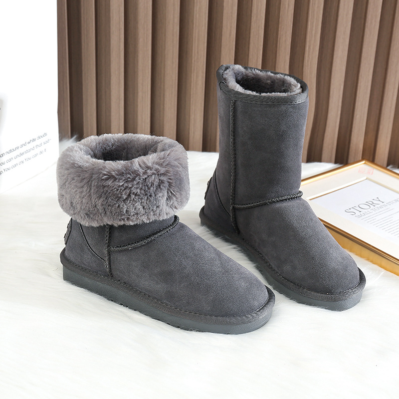 CE designer shoes Free shipping oxhide affordable luxury Winter anti slip snow boots with thick plush cotton shoes Plated white