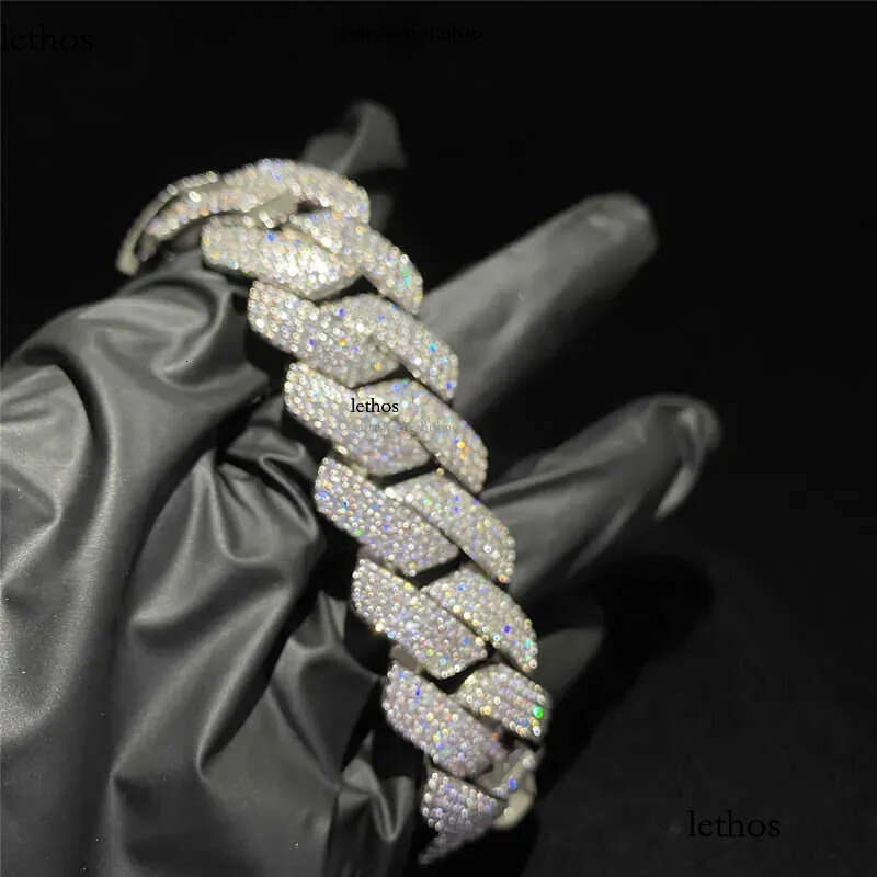 Four Rows Heavy Miami Bracelet D Color Vvs Moissanite k Chain Solid Sier Hip Hop Men Jewelry Cuban e1