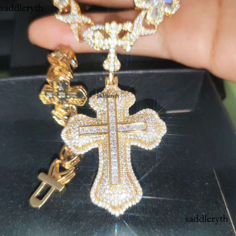 Hip Hop Pendant with Eye Cross Cuban Chain Necklace 5A Zircon Mens Jewelry