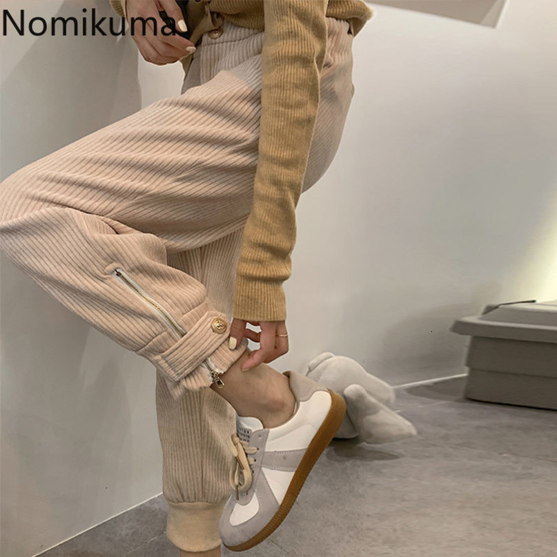 Nomikuma Woman Pants Korean High Waist Ankle-length Trousers Causal Solid Spring Autumn New Zipper Harem Pants Mujer 6E089 210427