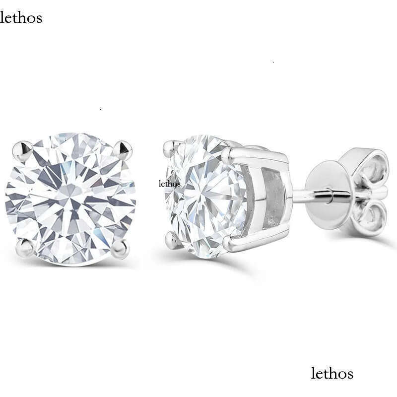 Real Sterling Sier Stud Classic 6-8mm Round Created Moissanite Earrings for Women wedding Jewelry female CX200624 51