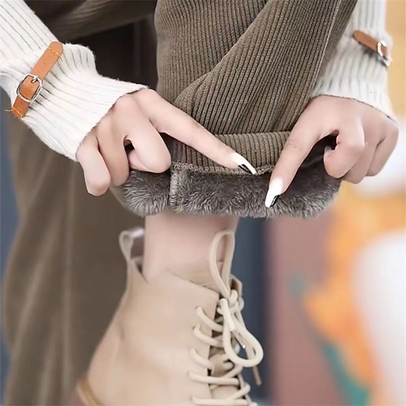 Women's Pants Capris Pants Women Thickened Lamb Fleece Warm Pants Plus Velvet Women's Autumn Winter Fashion Loose Pants Cashmere Casual Pant