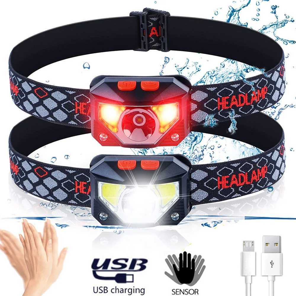 8 Modes Motion Sensor XPECOB LED Headlamp Flashlight USB Rechargeable Waterproof Camping Head lamp Running Fishing headlight J2509251