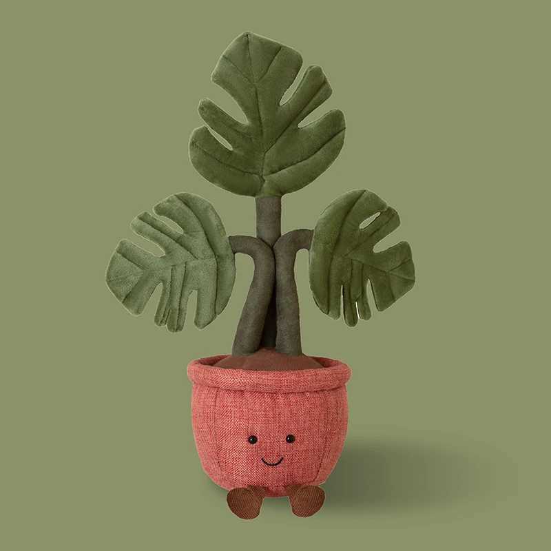 Plush Emulational Plants Amuseables Potted Monstera Deliciosa Stuffed Toys Fun Decoration For Home Kawaii Toy For Girls Gifts C250925