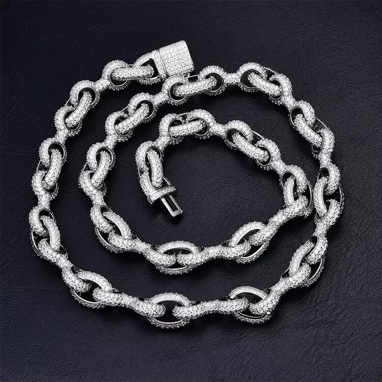 JWY Customized Trend Brass Cross Buckle Iced Out Moissanite Diamond Hip Hop Jewelry Mens Cuban Link Chain Necklace Fashion Accessory