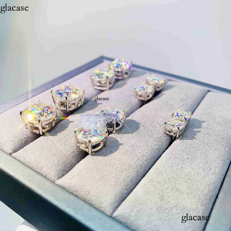 Dia VVS Round S 10K 14K Solid Gold Stud Women Men Moissanite Earrings