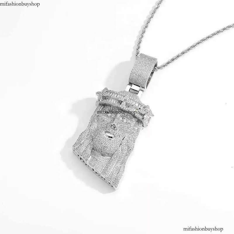 Hip Hop Jesus Two Tone Sier Fully Iced Out 3D Moissanite Pendant