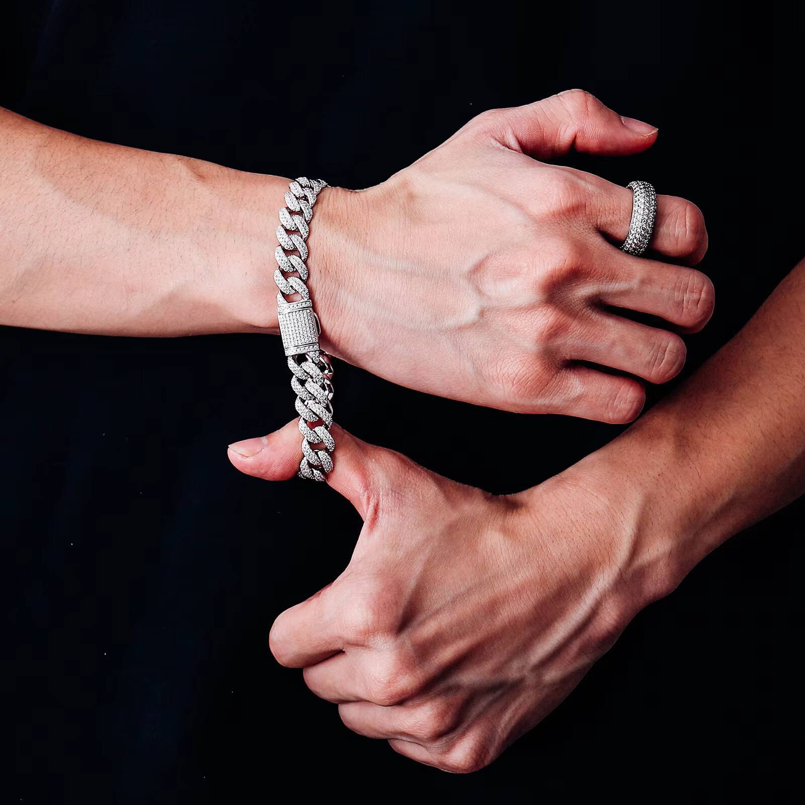 10mm Cuban Chain Bracelet 925 Silver Moissanite Cuban Link Chain Mens Bracelets Cuban Chain