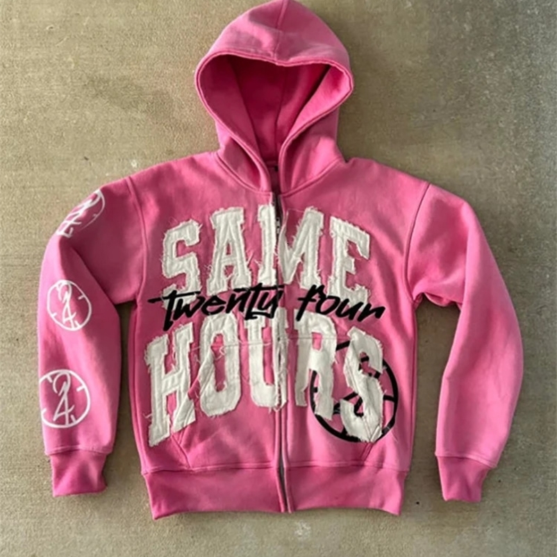 Men Clothes Letter Print Retro Oversized Hoodie Women Y2K Street Hip Hop Harajuku Casual Zipper Sweatshirt Women Mens Clothing 250225