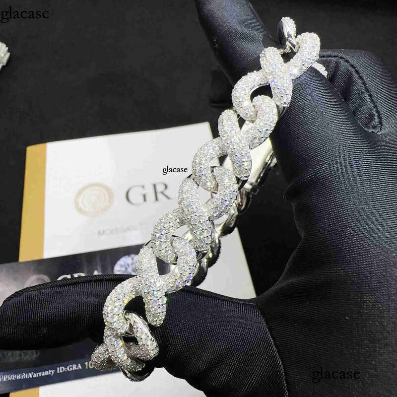 Wholesale price lab dia sier vvs moissanite iced out hip hop jewelry necklace k chain tennis cuban bracelet m