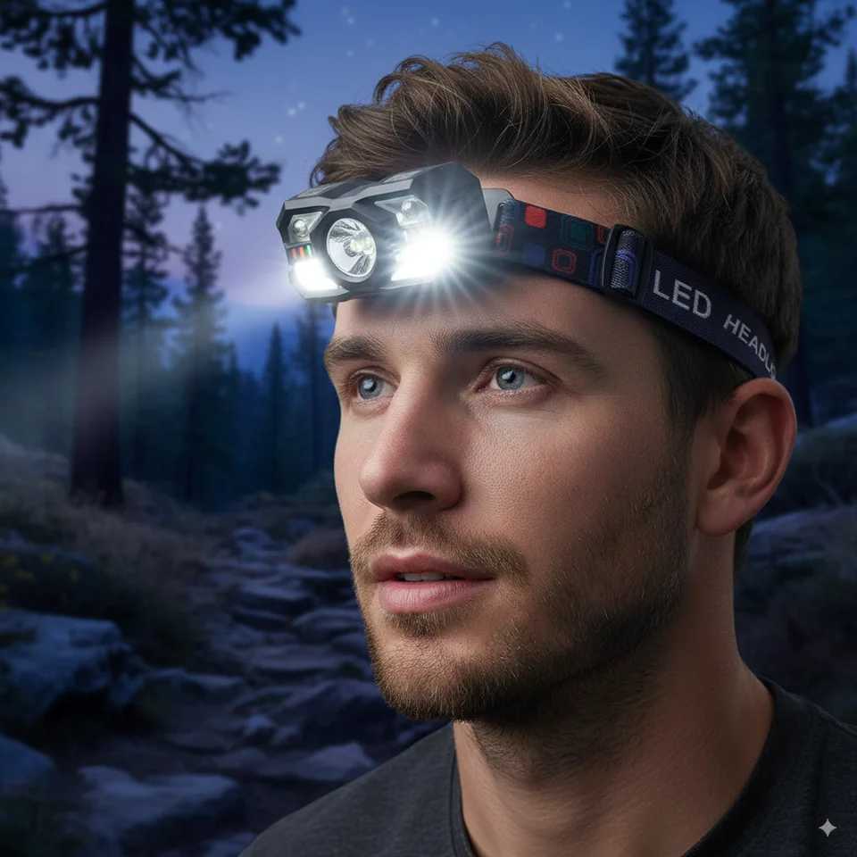 Rechargeable motion sensor headlamp Led Flashlight Work Mini Headlamps Usb Portable Outdoor For Camping Light Running flashlight J250925