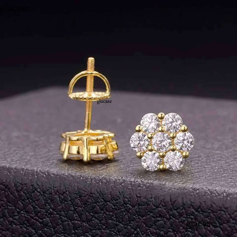 2025 Designer Top Men's 10k Plated Sier Pin VVS Moissanite Real Gold Earrings Jewelry Fashion Gifts
