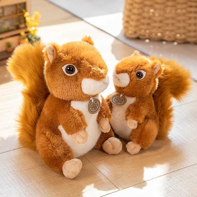 Adorbale Furry Hair Big Umbrella Tail Plush Toy Realistic Squirrel Cute Soft Stuffed Animals Doll Pillow For Girls Children Gift C250925