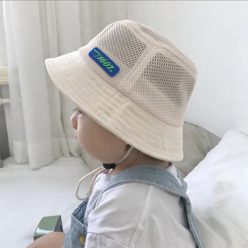 Summer Kids Bucket Hat Patchwork Mesh Breathable Baby Fisherman Hats For Boys Girls Outdoor Sun Protection Basin Cap 250528