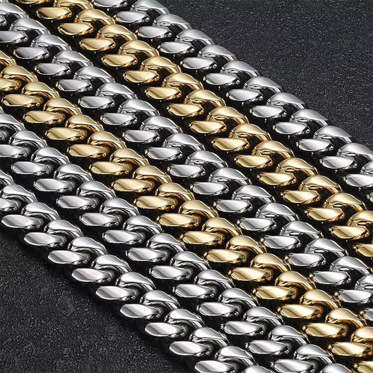 12MM Mens Fashion Hip Hop High Polish Gold Silver Sterling SilverNecklace Chunky Cuban Chain Fine Jewelry