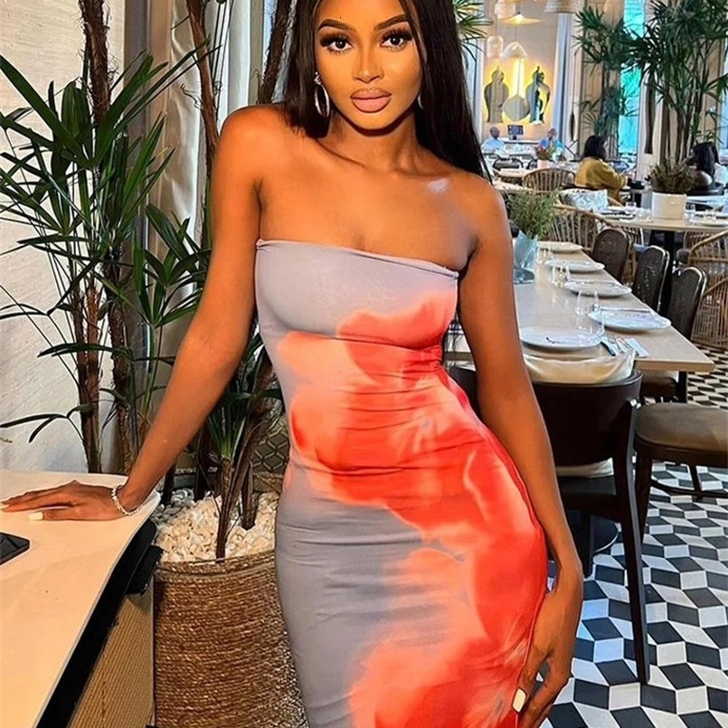 Chic Floral Print Strapless Long Dress Women Elegant Sleeveless Back Split Midi Dresses Lady Holiday Party Beach Backless Robe 250218